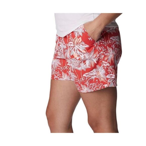 COLUMBIA WOMEN’S MEDIUM WATER SHORT IN RED HIBISCUS FESTIVE FISHIN’ PATTERN - Picture 8 of 11